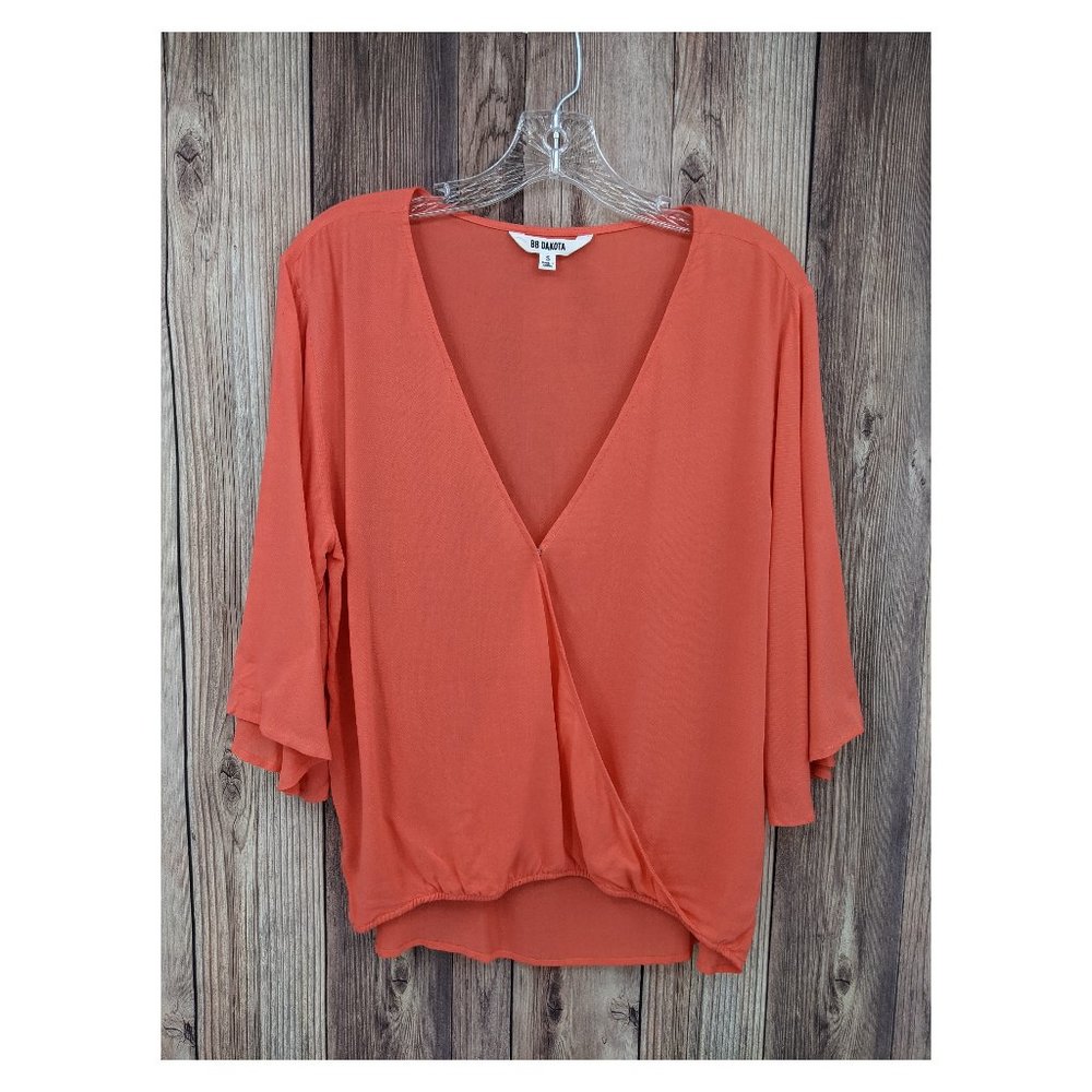 BB DAKOTA Coral Crossover Semi-Sheer Top 3/4 Sleev